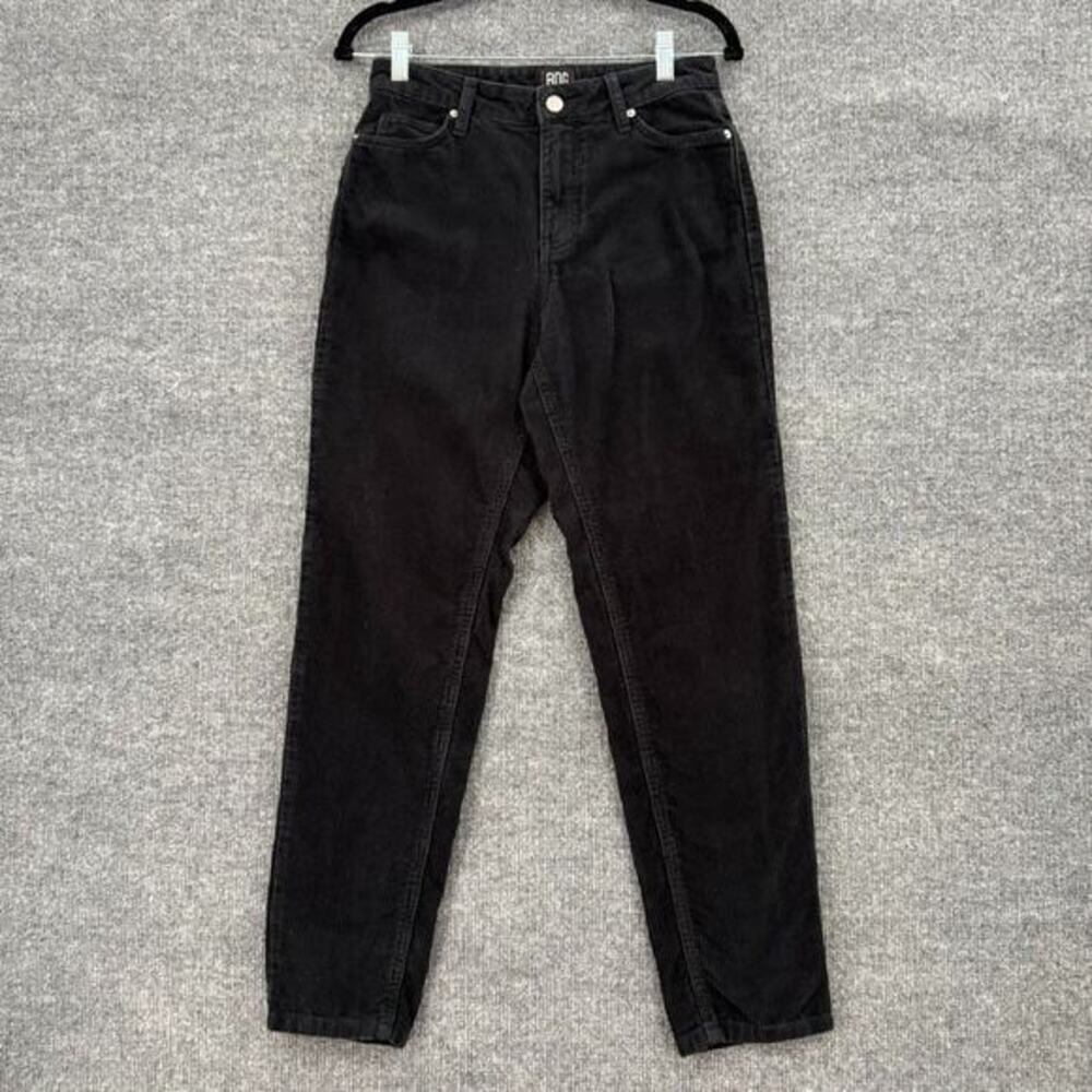BDG Urban Outfitters Womens High Rise Mom Corduroy Pants Size 26 Black Tapered - Picture 1 of 11